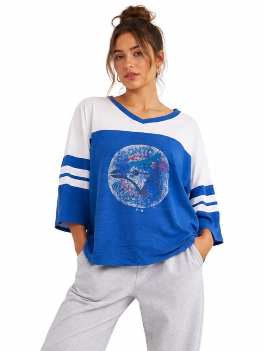 Toronto Blue Jays Fanatics Distressed Baseball 3/4 Sleeve Shirt XL